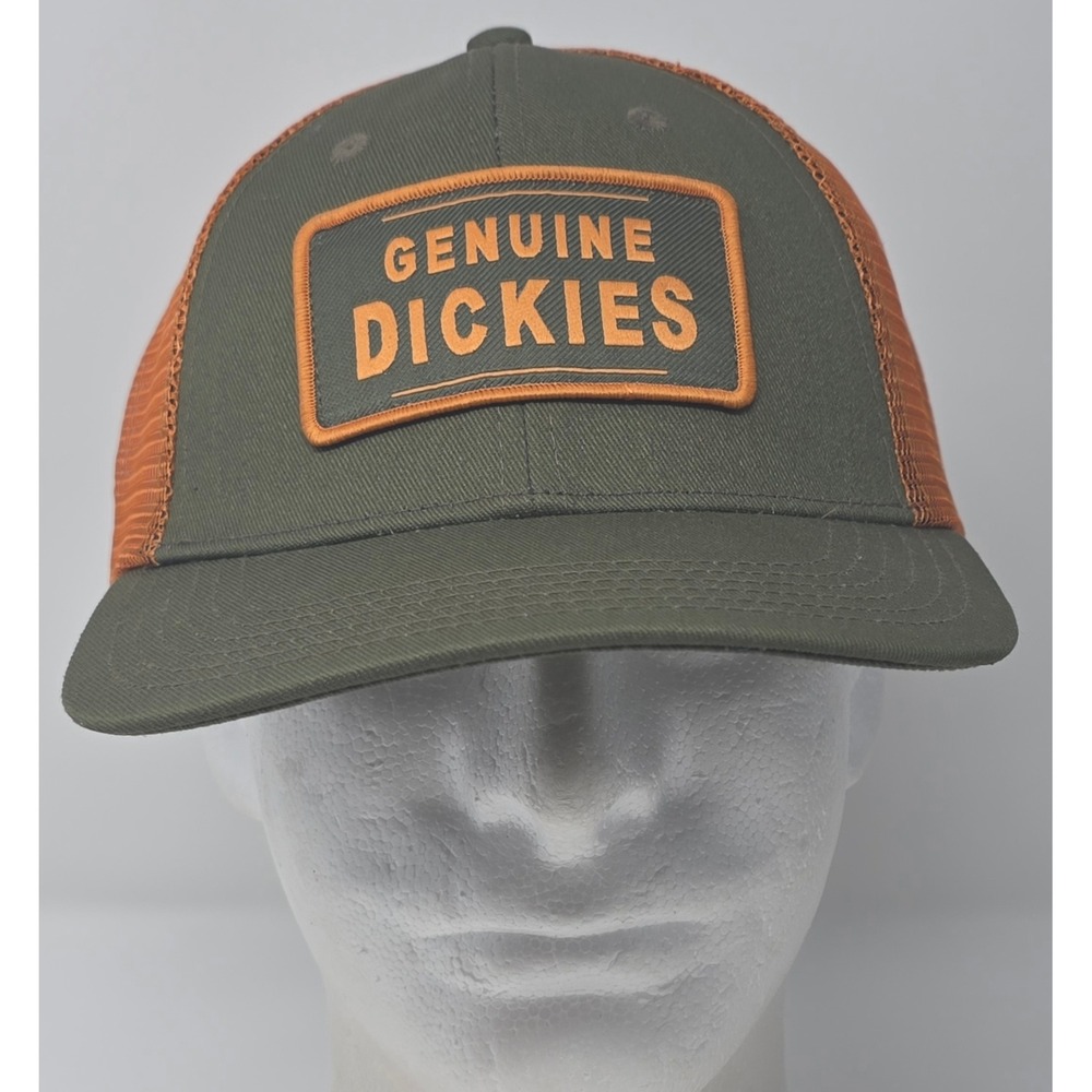 Genuine Dickies Twill Trucker Cap Olive Orange Mesh Snapback Hat NWT Workwear
